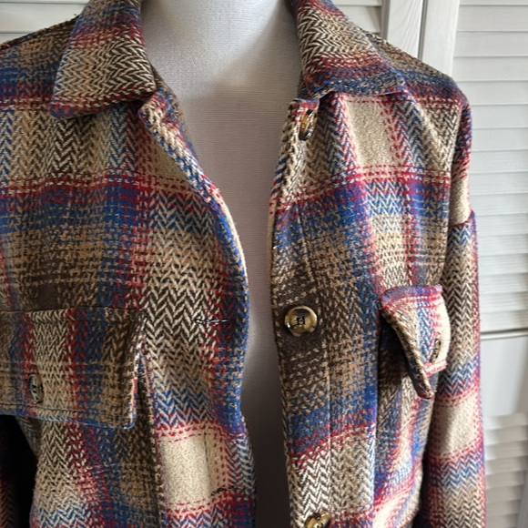 Davi & Dani Plaid Wool Blend Shacket Shirt Jacket Women’s Oversized Size Small - Picture 2 of 13